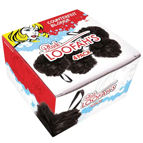 Vista 3 de Esponja de esponja de baño – Paquete de 4 bolas de malla de ducha negra – Exfoliante corporal para hombres y mujeres – Esponja de baño duradera