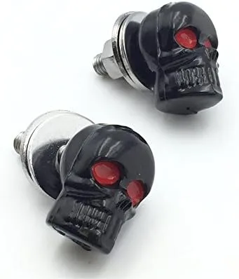 Vista 5 de SMT-Tornillos negros de diseño 3D de calavera zombi compatibles con marco de placa universal de matrícula, parabrisas, repuesto para automóvil