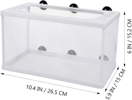 Vista 3 de Red grande para criadores de peces con ventosas, malla de nailon, caja de aislamiento para criadores de incubación, red de separación
