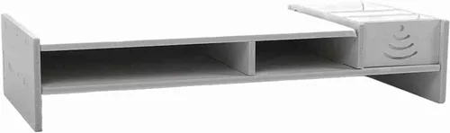 Vista 4 de Keenso Desktop Riser with Storage Cases Wooden Computer Stand Home Office Organizer Shelf