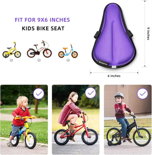 Vista 2 de ANZOME Funda de cojín para asiento de bicicleta de gel para niños, 9 x 6 pulgadas, espuma viscoelástica, extra suave, almohadilla para sillín