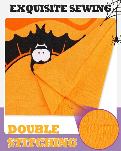 Vista 3 de KOBERO Pijamas de Halloween 100% algodón para niños y niñas de 18 meses-12 años