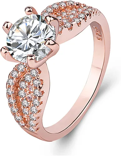 Vista 3 de Anillos de promesa para mujer anillos de moda delicados y preparados anillo de circón de cristal con dedos a la moda apilables de compromiso