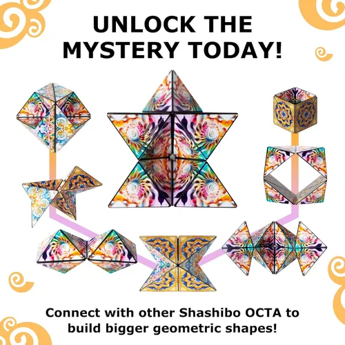 Vista 4 de Shashibo OCTA - Juguete sensorial para ansiedad que cambia de forma, juego magnético STEM para niños inteligentes de 8 a 12 años, adolescentes