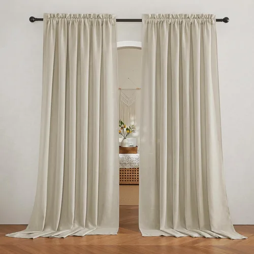 Vista 67 de RYB HOME Cortinas semitraslúcidas de 63 pulgadas de largo, paneles de cortinas transpirables con textura de lino para ventana saliente estilo Blanco