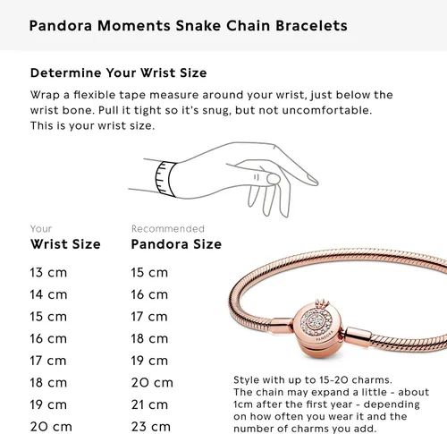 Vista 5 de PANDORA Pandora Moments Sparkling Crown O Snake Chain Bracelet, Clear CZ PANDORA Rose Charm Bracelet