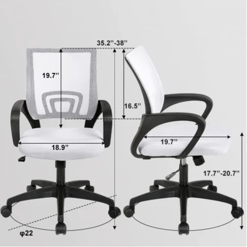 Vista 23 de Silla de oficina en casa, silla de escritorio ergonómica, silla de computadora de malla con soporte lumbar y reposabrazos, silla de trabajo Negro