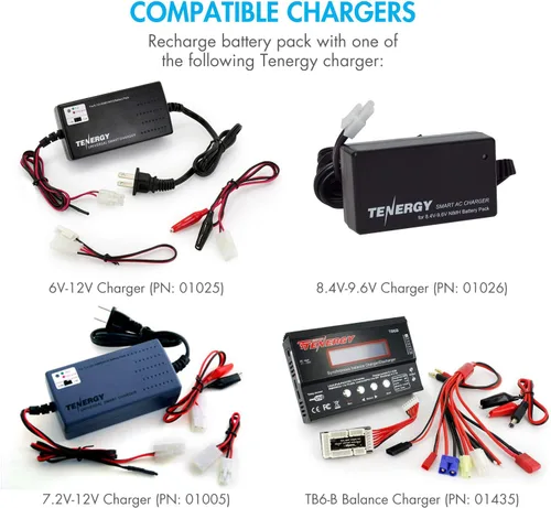 Vista 5 de Tenergy 2 Pack 9.6V NiMH 1600mAh Rechargeable Butterfly Battery Pack with Mini Tamiya Connector for Airsoft AEG