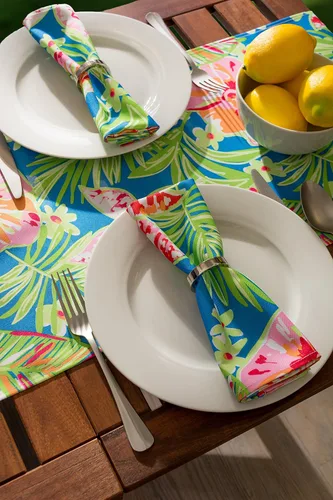 Vista 6 de DII Summer Floral - Colección de mesa para exteriores, resistente a las manchas y al agua, juego de servilletas, floral