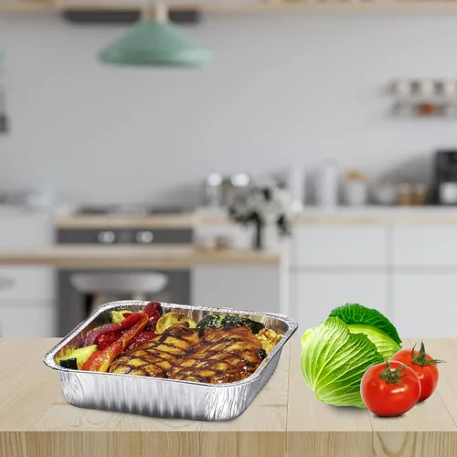 Vista 5 de Paquete de 35 moldes cuadrados de 8 x 8 pulgadas para hornear pasteles con tapas de cúpula de plástico, bandejas de papel de aluminio desechables