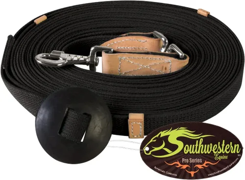 Vista 8 de Southwestern Equine Línea de estocada para caballos de algodón con broche de perno y tope de goma (negro, 24')