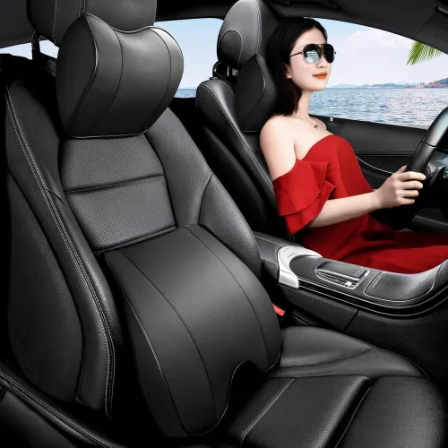Vista 2 de Kit de almohada lumbar y almohada para el cuello del automóvil, cojín ergonómico de espuma viscoelástica, alivia la fatiga de conducción, cómodo