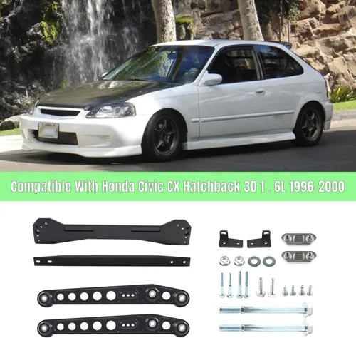 Vista 7 de Kit de brazo controlador inferior trasero con soporte de subchasis y barra de unión Compatible con Honda Civic EK 1996 1997 1998 1999 2000