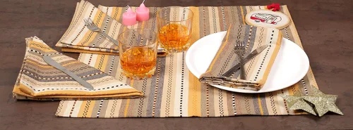 Vista 7 de Paquete de 12 servilletas de cena de 100% algodón con rayas de salsa de gran tamaño de 20 x 20 pulgadas con esquinas en inglete y dobladillo