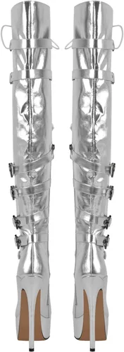 Vista 3 de Richealnana Botas altas hasta la rodilla con plataforma y cordones para mujer