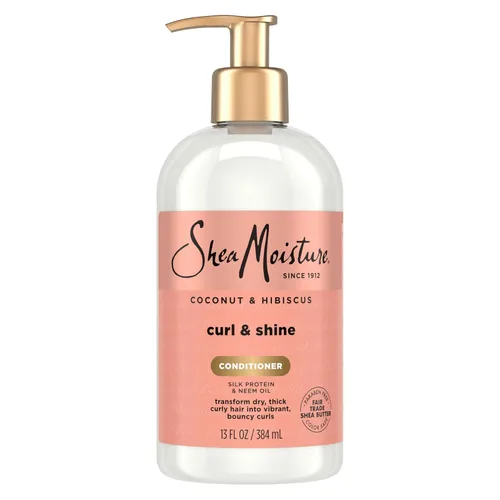 SheaMoisture Curl & Shine Acondicionador de coco e hibisco, para cabello grueso y rizado para hidratar y suavizar, 13 onzas