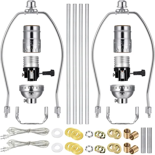 Vista 8 de Mudder 2 Juegos Kit Completo para Hacer Lámpara, Cableado de Lámpara con Arpa de 8 Pulgadas y Enchufe de 3 Vías, Kit Completo para Hacer Lámpara