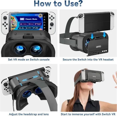 Vista 4 de Reemplazo de auriculares de realidad virtual para Nintendo Switch y Nintendo Switch OLED auriculares con interruptor de realidad virtual 3D de alta