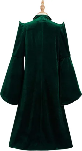 Vista 4 de Disfraz de cosplay de profesor McGonagall para adultos, niños, disfraz de bruja maga, hechicera, capa, bata para niñas, disfraz de bruja