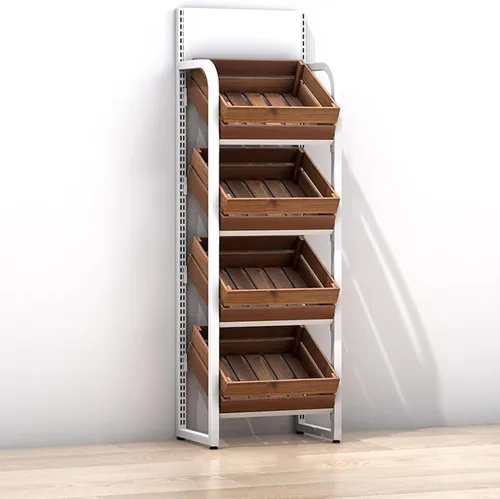 Vista 9 de Shelves Commercial Supermarket Fruits & Vegetables Shelf, Large Snack Candy Display Rack Onion Potato Stands, 4-Tier Concession Display Stand for