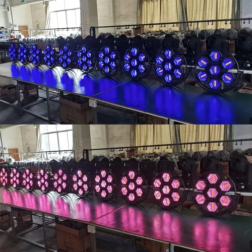 Vista 4 de JUNMAN Juego de luces LED de 7 cabezas con efecto de fondo retro para DJ, discoteca, iluminación de escenario 1 pieza