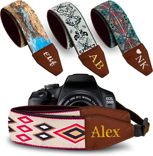Vista 65 de Art Tribute Camera Strap for All DSLR and Mirrorless Cameras. Add Your Name Or Initials Make It a Personalized Gift