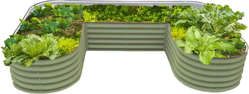 Vista 4 de Vego garden Cama de jardín elevada en forma de U de 17 pulgadas de alto para verduras, flores, maceta de suelo, tamaño jumbo