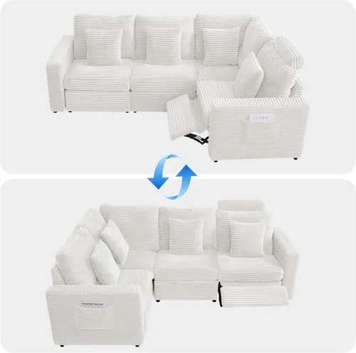 Vista 6 de RARZOE Módulo de Reposabrazos para Sofá Seccional Modular, Reposabrazos de Pana Módulo de Sofá Modular Parte Lateral para Sala de Estar Sofá