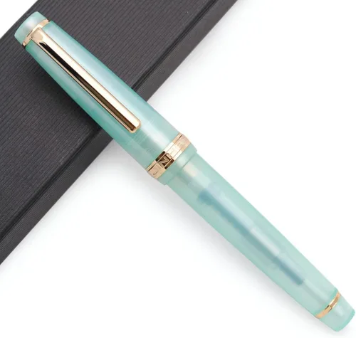Vista 37 de JINHAO 82 - Pluma estilográfica con clip dorado (punta F 0.020 in, azul cielo transparente)