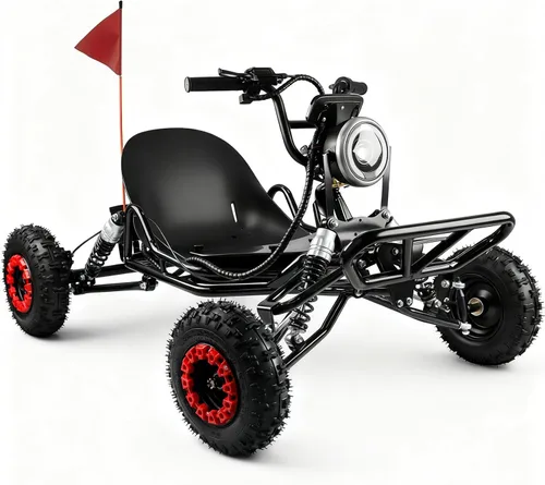 Go Kart eléctrico, Go Kart con motor de 2000 W para adultos y niños con marco tubular de acero de alta calidad, kart todoterreno de 3 velocidades