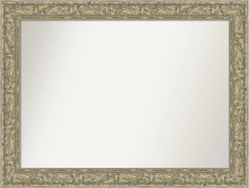 Vista 16 de Amanti Art Espejo de pared plateado de 27 x 21 pulgadas, espejo rectangular de baño de níquel cepillado para decoración de pared, sala de estar