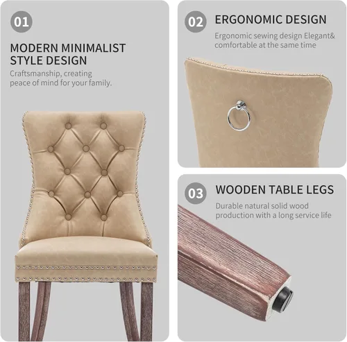 Vista 3 de Sillas de Comedor Modernas 2, Sillas de Comedor Modernas 2, Sillas de Comedor Modernas 2, Sillas de Comedor - Juego de 2 sillas de comedor de beige01