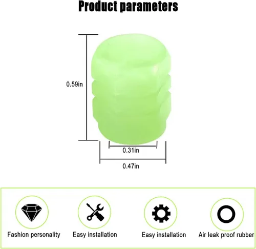 Vista 2 de Tapones de vástago de válvula de neumático para automóvil, 4 tapas de aire para neumáticos, tapones de válvula de rueda de automóvil iluminados