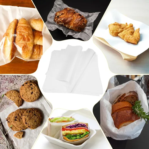 Vista 7 de 100 hojas de papel deli de 12 x 12 pulgadas, hojas de papel encerado sin blanquear para alimentos, papel de envoltura resistente a la grasa