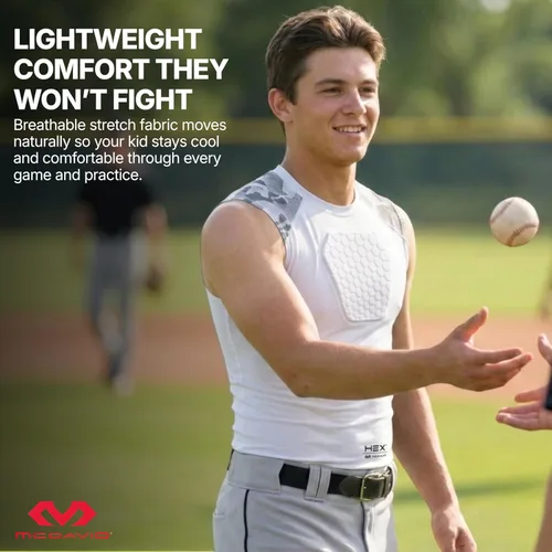 Vista 11 de McDavid HEX Chest Protector Shirt Heart Guard Sternum Compression Padded Shirt for Football, Lacrosse, Softball Rugby - Youth