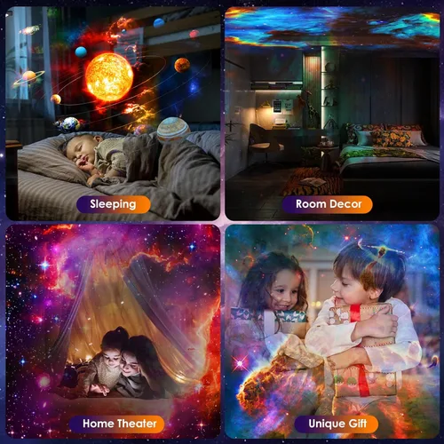 Vista 7 de Proyector de estrellas, proyector de galaxia planetario HD 13 en 1 mejorado para dormitorio, proyector de luz nocturna con perilla ajustable