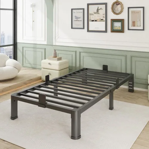 Vista 11 de Firpeesy 14 Inch Twin Size Bed Frame, Sturdiness Metal Twin Platform Bed Frame with Storage, No Box Spring Needed, Noiseless, Ease of Assembly
