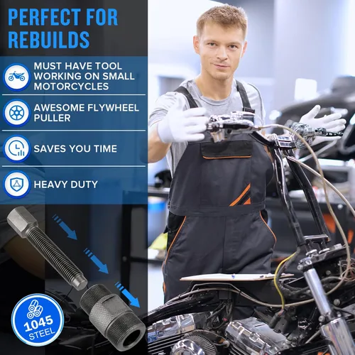 Vista 4 de Valchoose Extractor de volante magnético (24mm y 27mm) - Eficaz y resistente, removedor de stator para motores pequeños, compatible con GY6 50 125
