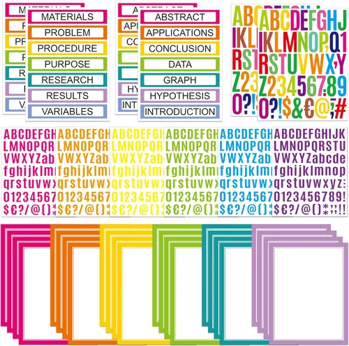 Vista 13 de PerKoop 36 hojas de suministros para tableros de póster de feria científica, 24 subtítulos autoadhesivos para presentación, 4 títulos para proyectos