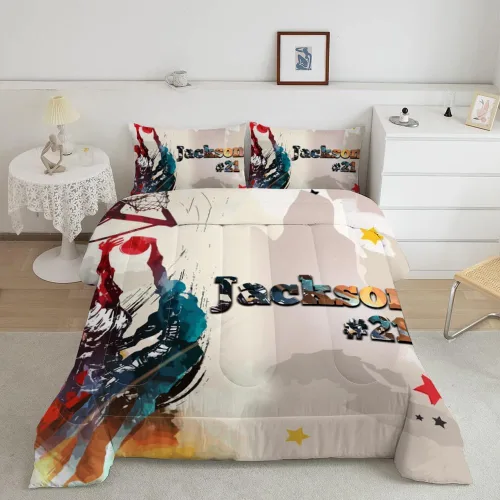 Vista 9 de Juego de edredón de baloncesto personalizado para niños y adolescentes, ropa de cama de estadio de baloncesto, decoración de dormitorio, juego