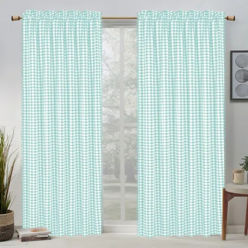 Vista 9 de 2 paneles de cortinas de cocina de 36 pulgadas de largo, bolsillo para barra, cortina de media ventana, cortina de ventana corta para cocina, baño