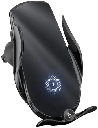 Vista 5 de Cargador inalámbrico plateado M3 Car Air Vent Phone Holder 15W carga rápida iOS Android compatible con sensor inteligente modelo actualizado