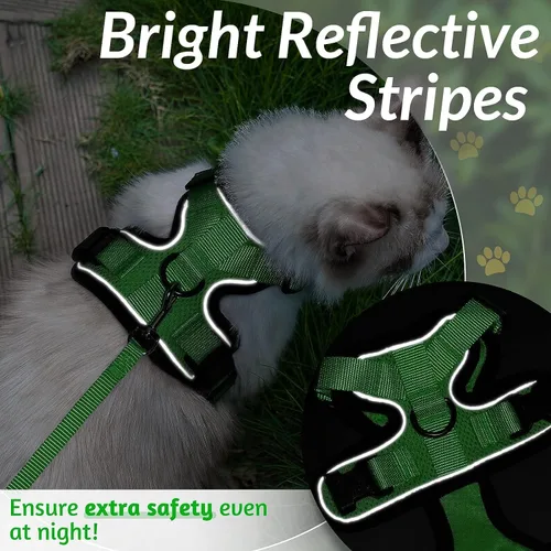 Vista 7 de rabbitgoo Arnés y correa para caminar, a prueba de escapes, chaleco suave y ajustable para gatos, fácil control transpirable con tiras reflectantes