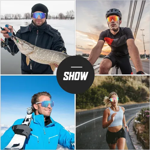 Vista 5 de Gafas de sol para fanáticos del deporte, gafas de sol deportivas de gran tamaño, gafas de sol deportivas con protección UV400