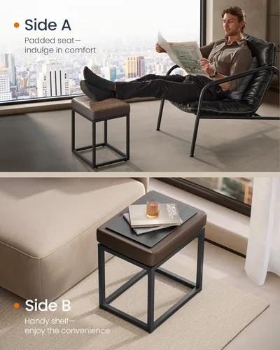 Vista 4 de SONGMICS HOME LUIZ Collection - Reposapiés otomano, otomano rectangular, taburete para silla de tocador, reposapiés, parte superior reversible, mesa