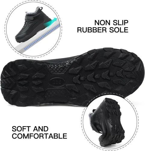 Vista 4 de SHIBEVER Botas impermeables para invierno para mujer botas de piel aislada, cálidas, informales, para clima frío, cómodas, antideslizantes