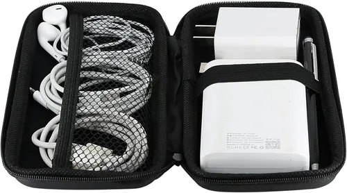 Vista 5 de iMangoo - Estuche de viaje a prueba de golpes, funda rígida, resistente al impacto, con organizador de cable USB, accesorios, bolsillo organizador