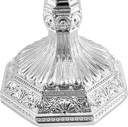 Vista 4 de The Dreidel Company Shabbat Candelabros Candelabros Plateados, Juego de 2 Candelabros Estilo 2