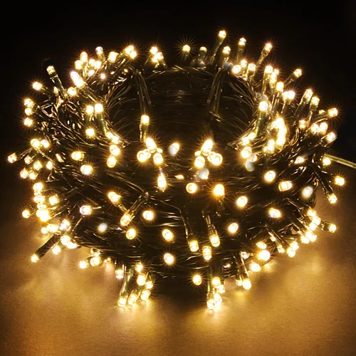Vista 10 de Tira de luces LED de Navidad para interiores/exteriores, cable verde oscuro, 8 efectos de luz, bajo voltaje, para festival, jardín, árbol