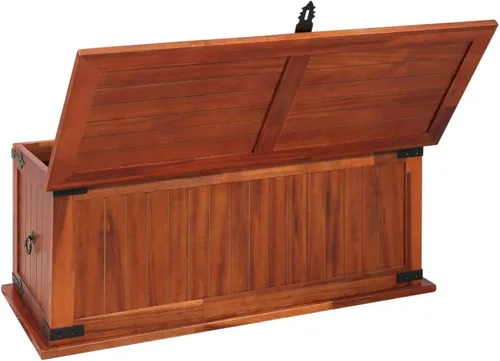 Vista 6 de Tidyard Cofre de almacenamiento de madera de acacia con pestillo y asas, baúl de madera para dormitorio, armario, hogar, decoración de muebles